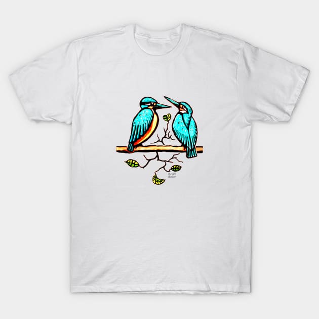 Kingfisher couple in color T-Shirt by mnutz